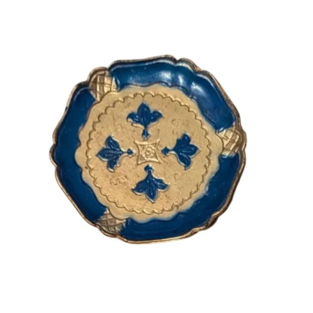 Italian Florentine Blue Gold Resin Coasters Trinket Dishes Set Of 4 4-Inch Round - Picture 5 of 16